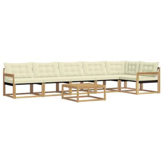 vidaXL Conjunto De Sof&aacute;s De Exterior 7 Pcs Blanco Y Crema Vidaxl