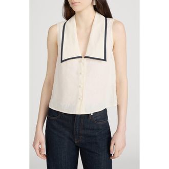 Frame Denim The Cabana Linen Button-Up Top in Cream Multi at Nordstrom, Size X-Large