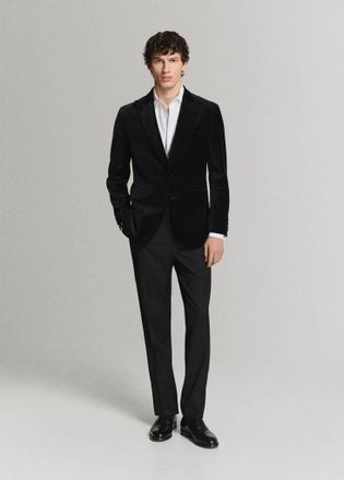 Mango Giacca americana 100% cotone, velluto nero - Uomo - 46 - MANGO MAN