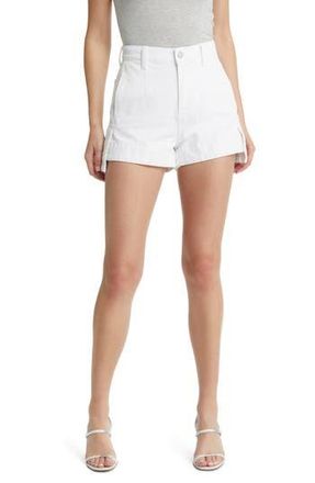 7 For All Mankind High Waist Step Hem Tailored Denim Shorts in Brilliant White at Nordstrom Rack, Size 27