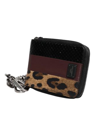 Dolce & Gabbana Womens Multicolor Leopard Leather Dg Bifold Card Holder Wallet