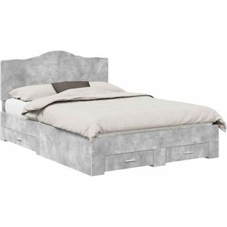 vidaXL Bed Frame Concrete Grey 140 x 200 cm Engineered Wood vidaXL