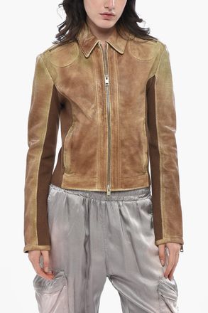Diesel Perforated Leather Jacket L-TAFY Slim Fit Diesel