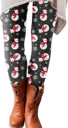 Generic Womens Christmas Novelty Print Legging Yoga Leggings Christmas Legging Snowflake Santa Reindeer Stretch Funny Yoga Pants Xmas Costume Ladies Winter Th