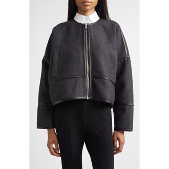 Proenza Schouler Ticiana Wool Blend Twill Jacket in Charcoal Melange at Nordstrom, Size 10