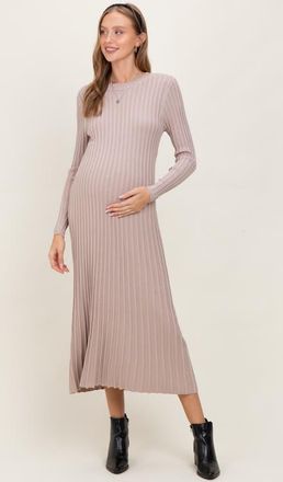 Pinkblush Thick Ribbed Knit Maxi Sweater Dress in Beige at Nordstrom, Size Medium