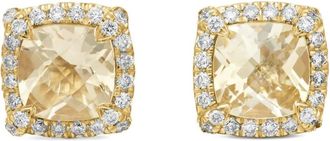 David Yurman Orecchini a bottone Petite Chatelaine in oro giallo 18kt con citrino e diamanti (5mm)