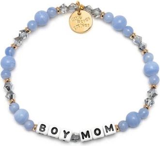 Little Words Project Boy Mom Beaded Stretch Bracelet in White at Nordstrom, Size Medium