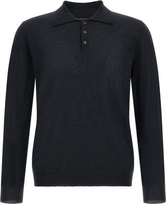 Zanone Blue Solid Polo Sweater