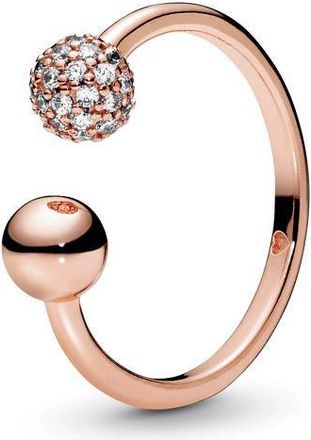 Pandora Polished & Pave Bead Open Ring