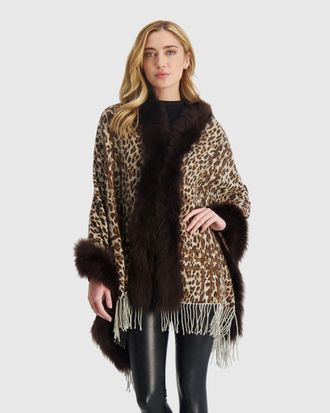 Gorski DOUBLE FACE CASHMERE STOLE WITH TOSCANA LAMB TAPE TOP AND BOTTOM