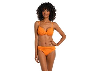 La Blanca Island Goddess Draped Wrap Bralette Womens Swimwear Tangerine : 12, Nylon/Elastane
