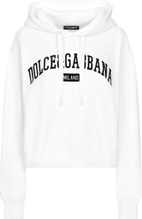 Dolce & Gabbana logo-print hoodie - women - Cotton - 40 - White