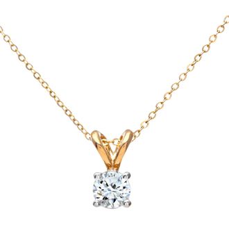 Diamant L'éternel 9ct geelgouden dames 25pt diamanten hanger met enkele steen + 18 geelgouden spoorketting