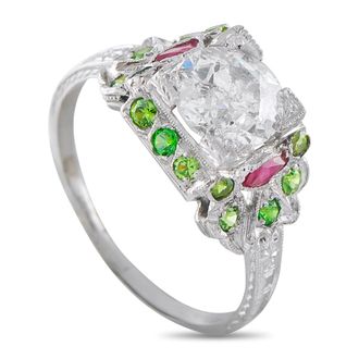 Luxury Bazaar Platinum 1.25ct Diamond and Demantoid Ring MF20-062526