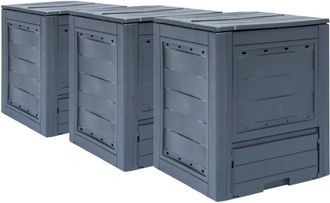 vidaXL Compostiere per Giardino 3 pz Grigio 60x60x73 cm 780 l - Vidaxl