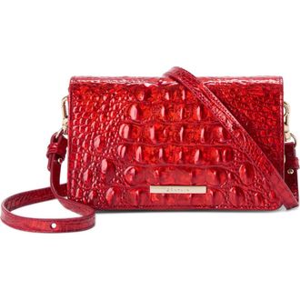 Brahmin Minuette Croc Embossed Leather Crossbody Bag in Red Opal Melbourne at Nordstrom