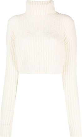 Dsquared2 chunky-knit cropped jumper - women - Wool/Acrylic/Alpaca Wool/Polyamide - M - Neutrals