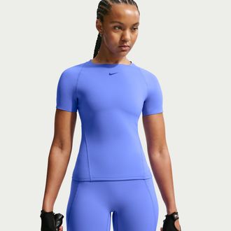 Nike Womens Universa Dri-FIT Short-Sleeve Top in Blue | IO1271-570