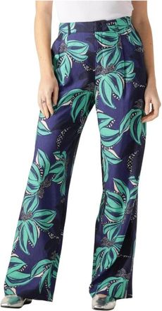 Pom Amsterdam Broeken, Dames, Veelkleurig, XS, Groene Delicatesse Broek Elegante Stijl