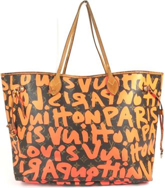 Louis Vuitton Brown Galle Orange Monogram Graffiti Shoulder Bag Tote Bag (Pre-Owned)