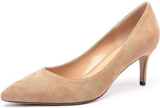 Castamere Womens Pointed Toe Stilettos Pumps Mid Heels Slip-On Court Shoes 2.6IN Brown Camel Suede Pumps UK 6