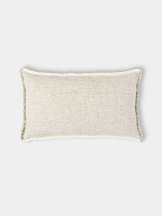 De Le Cuona Limestone Linen Fringed Cushion (23.5in/60cm)