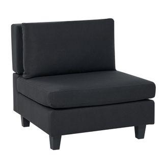Beliani Sill&oacute;n De Tela M&oacute;dulo 1 Plaza Acolchado Con Coj&iacute;n Negro Unstad
