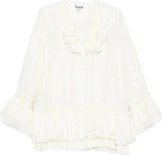 Ganni Ruffled Tiered Blouse