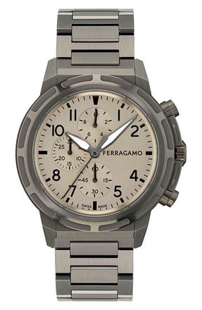 Ferragamo Sport Chronograph Bracelet Watch, 44mm in Ip Gunmetal at Nordstrom