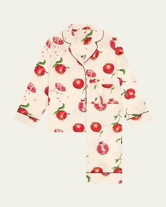 Olivia Von Halle Lila Allegra Pomegranate-Print Silk Pajama Set