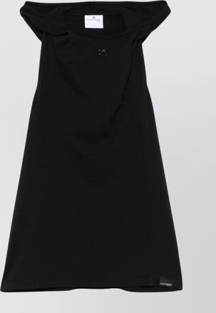 Courr&egrave;ges cotton hooded logo-patch tank top