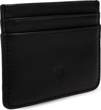 Ami Leather Card Holder, Unisex, Black