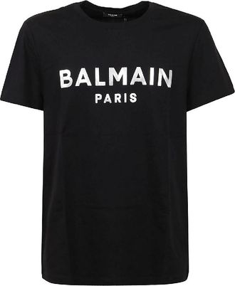 Balmain Logo Embossed Cotton T Shirt