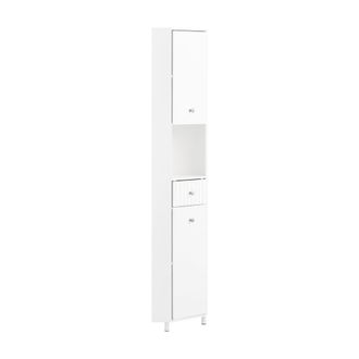 SoBuy Mueble de ba&ntilde;o de esquina con 1 caj&oacute;n y 2 puertas blanco