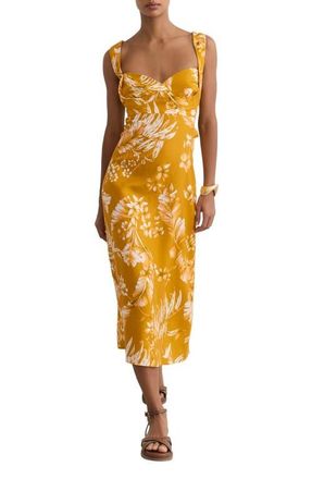 Reiss Addison Pleated Linen Sundress in Yellow at Nordstrom, Size 14 Us