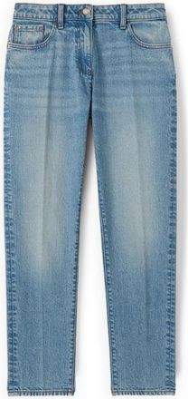 Motivi Regular Fit Jeans met Persvouw - Dames - Cropped Jeans - Blauw - XL - Katoen - Jeans
