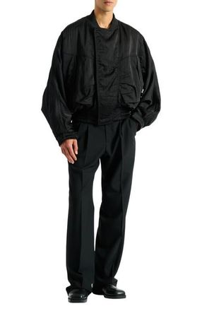 Balmain bomber jacket in textured nylon in Black at Nordstrom, Size 50 It