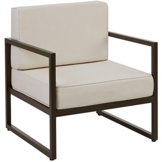 TecTake Sill&oacute;n de jard&iacute;n, 1 plaza, tapizado grueso, 74x78x85 cm, marr&oacute;n/beige
