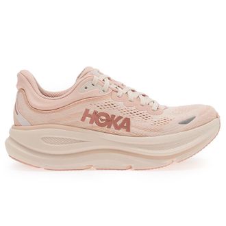 Hoka One One Hoka Bondi 9 Textile Synthetic Womens Running Trainers - Rose Latte Rose Cream - Size:UK 5.5
