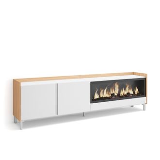 Skraut Home Skraut Home - Mueble Tv, Televisi&oacute;n, Muebles De Sal&oacute;n, Almacenaje, 212x35x61cm, Para Tv Hasta 80, Chimenea El&eacute;ctrica Xxl, Dise&ntilde;o Industrial, Estilo Mo