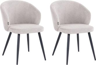 Beliani Set of 2 Dining Accent Chairs Off-White Upholstery without Armrests Metal Base Retro Design MOUNDVILLE