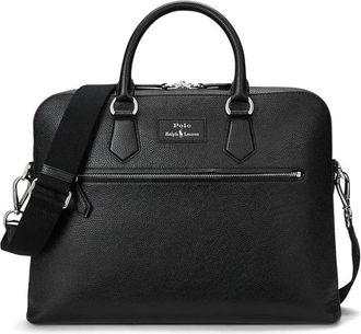 Polo Ralph Lauren Borsa da Lavoro in Pelle Granata - - Bags - Uomo - Nero - ONE SIZE