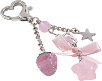 Generic Purse Charm, Bow Strawberry Key Ring, Trendy Accessories Aesthetic Pendant for Women Girls Backpack Purse Bag Birthday Christmas