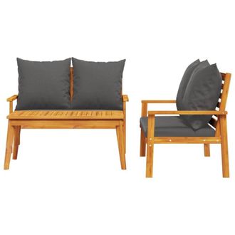 Berkfield Home Beautiful 3 Piece Garden Lounge Set with Cushions Solid Wood Acacia in Brown