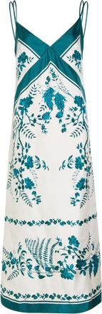 Erdem Printed Silk Midi Dress - Blue - 12 (UK12 / M)