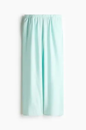 H&M Wide Linen-blend Trousers in Light Turquoise at Nordstrom, Size Xx-Large