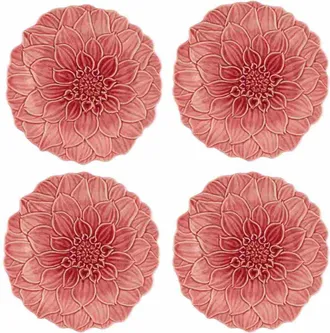 Bordallo Pinheiro Dessert Plate Dahlia Maria Flor - Set of 4 pcs