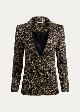 Alice & Olivia Macey Butterfly Jacquard Single-Breasted Blazer