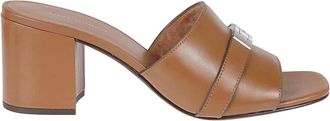 Tory Burch Lee Lee Heeled Mule - Dames - Muiltjes - Bruin - 36 1/2 EU - Leer - Schoenen